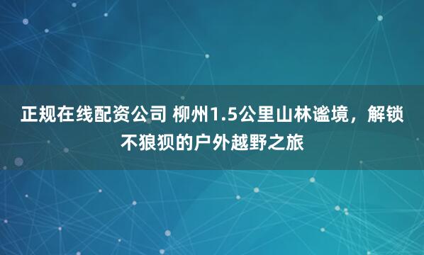 正规在线配资公司 柳州1.5公里山林谧境，解锁不狼狈的户外越野之旅